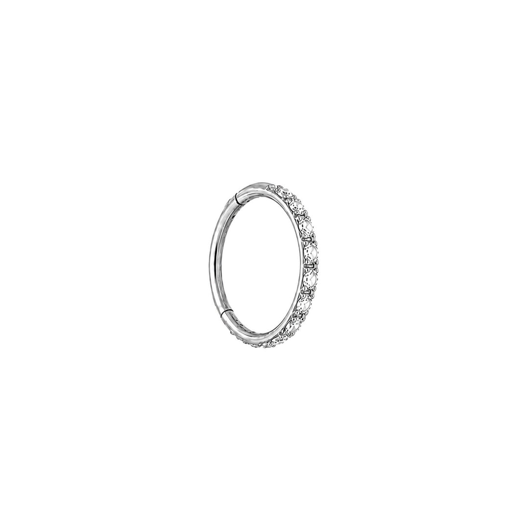 Ohut titaani clicker lävistysrengas zironia kivillä 0.8mm (Titaani G23)