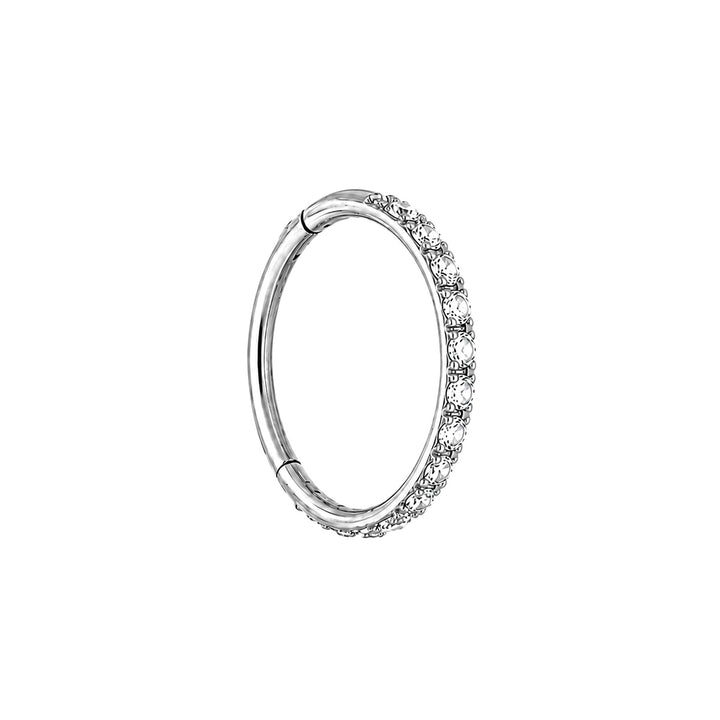 Ohut titaani clicker lävistysrengas zironia kivillä 0.8mm (Titaani G23)
