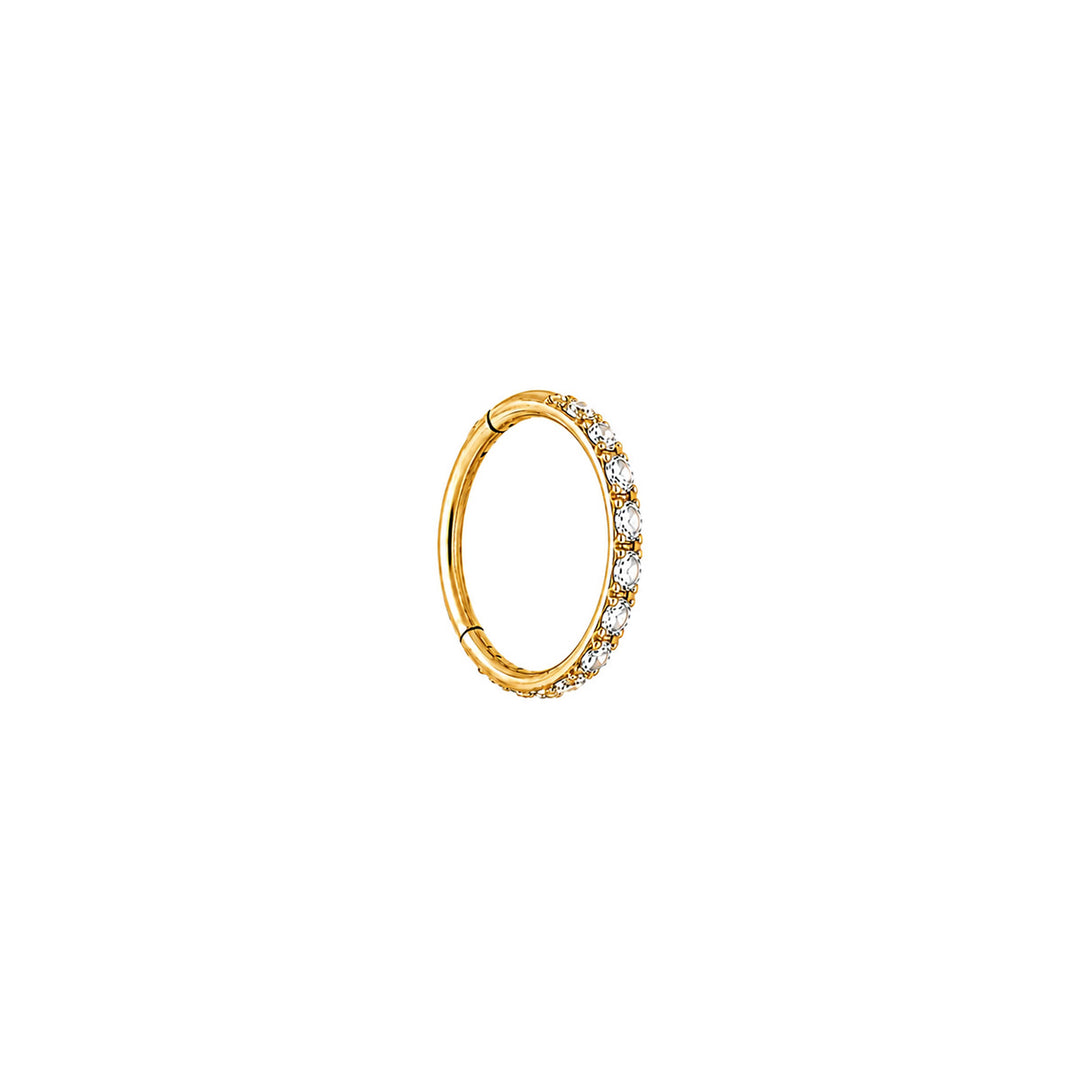 Ohut kultainen titaani clicker lävistysrengas zironia kivillä 0.8mm (PVD Titaani G23)