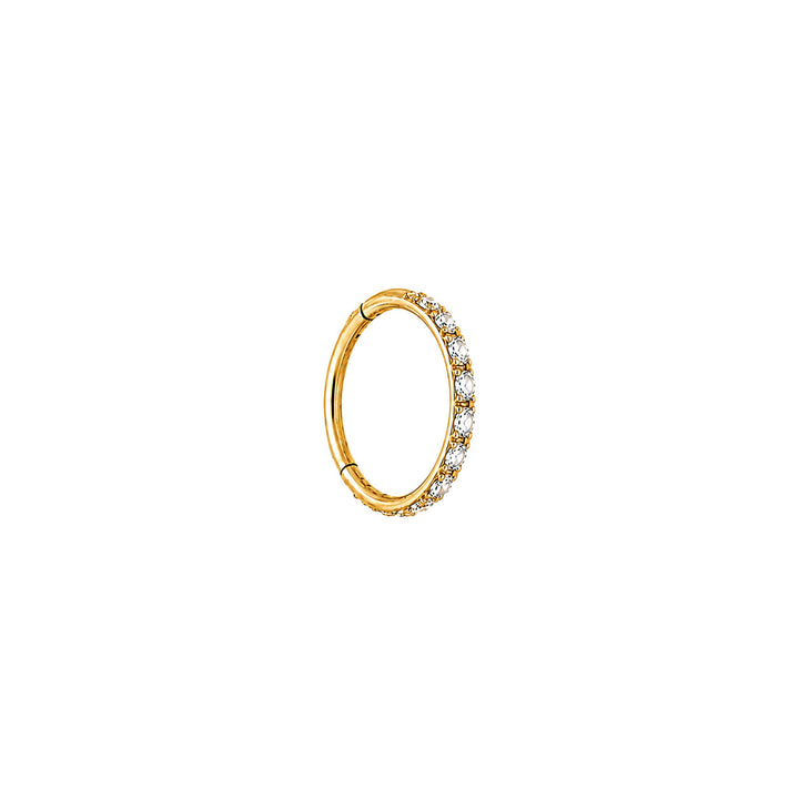 Ohut kultainen titaani clicker lävistysrengas zironia kivillä 0.8mm (PVD Titaani G23)