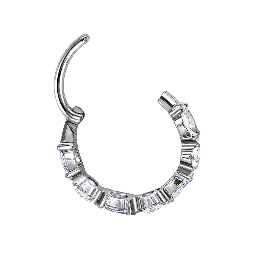 Row of zirconia clicker beads, titanium Piercing Rings 1.2 mm (Titanium G23)