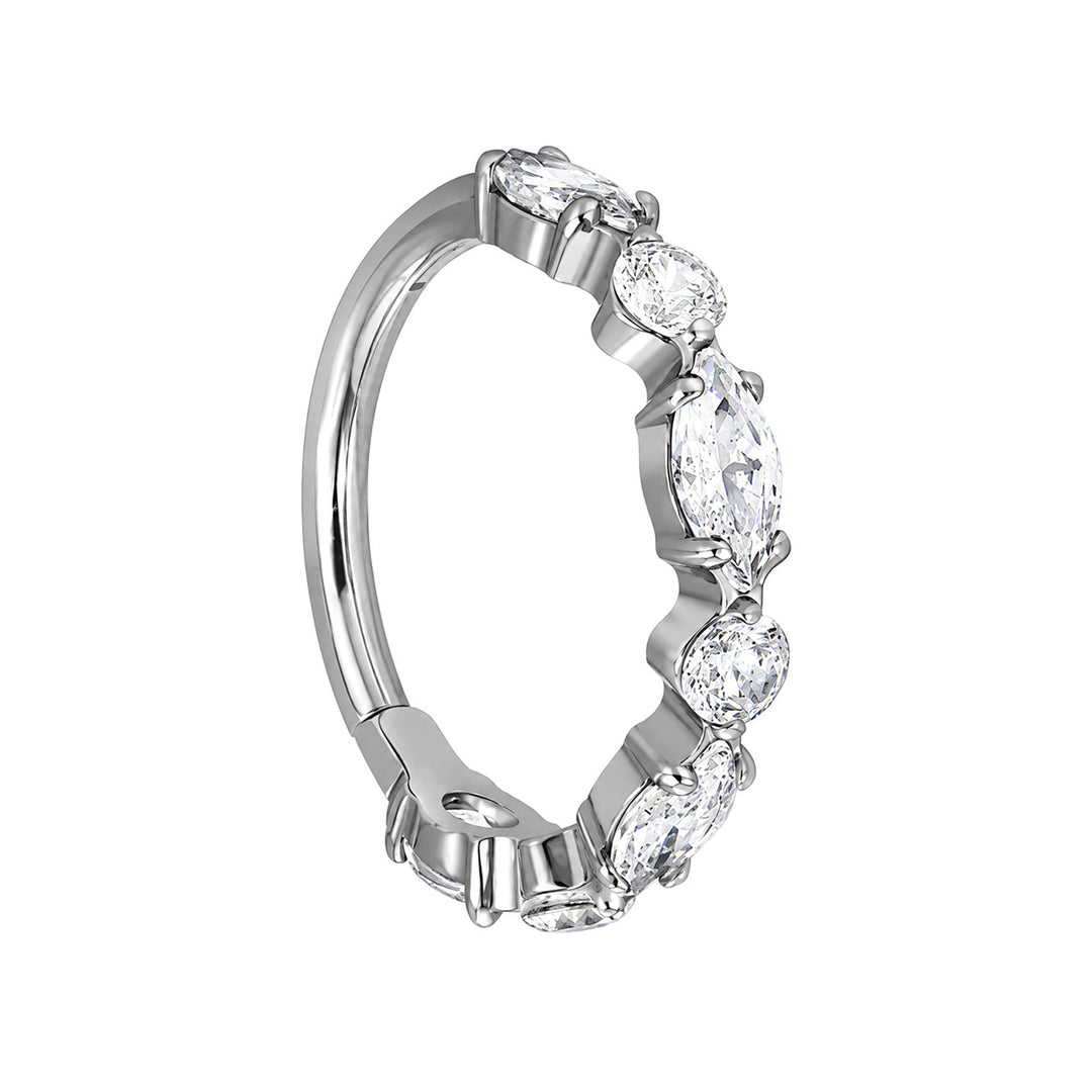 Row of zirconia clicker beads, titanium Piercing Rings 1.2 mm (Titanium G23)