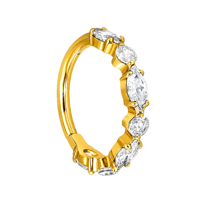 Row of zirconia clickers, gold-plated titanium Piercing Rings 1.2 mm (PVD Titanium G23)