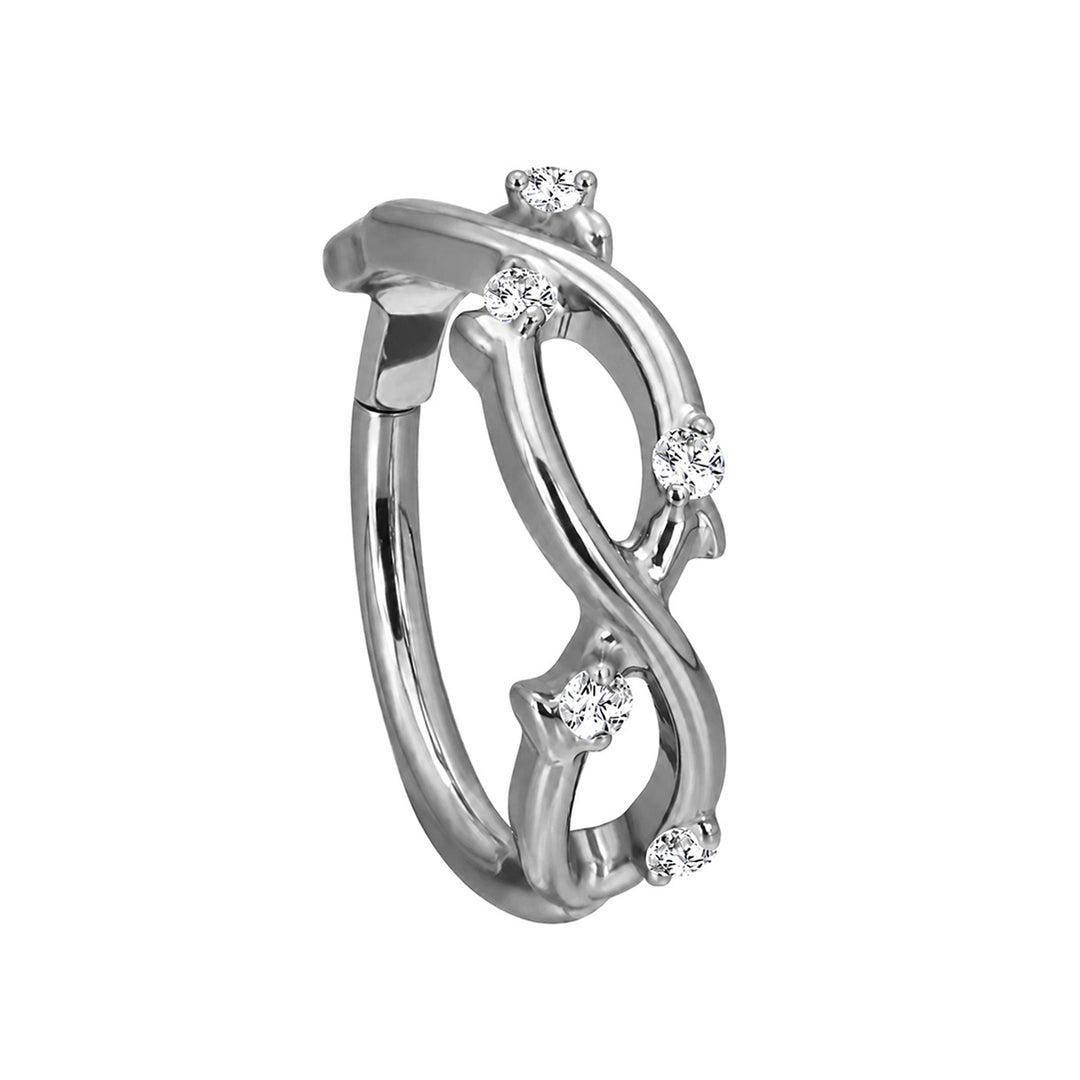 Vridbar zirkonia-clicker-piercingring i titan, 1,2 mm (Titan G23)