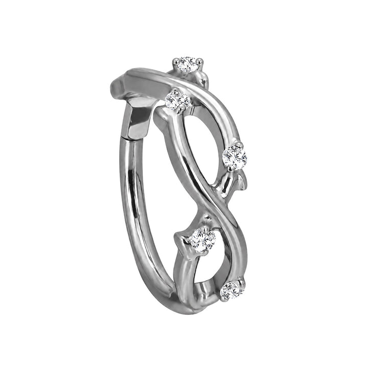 Vridbar zirkonia-clicker-piercingring i titan, 1,2 mm (Titan G23)