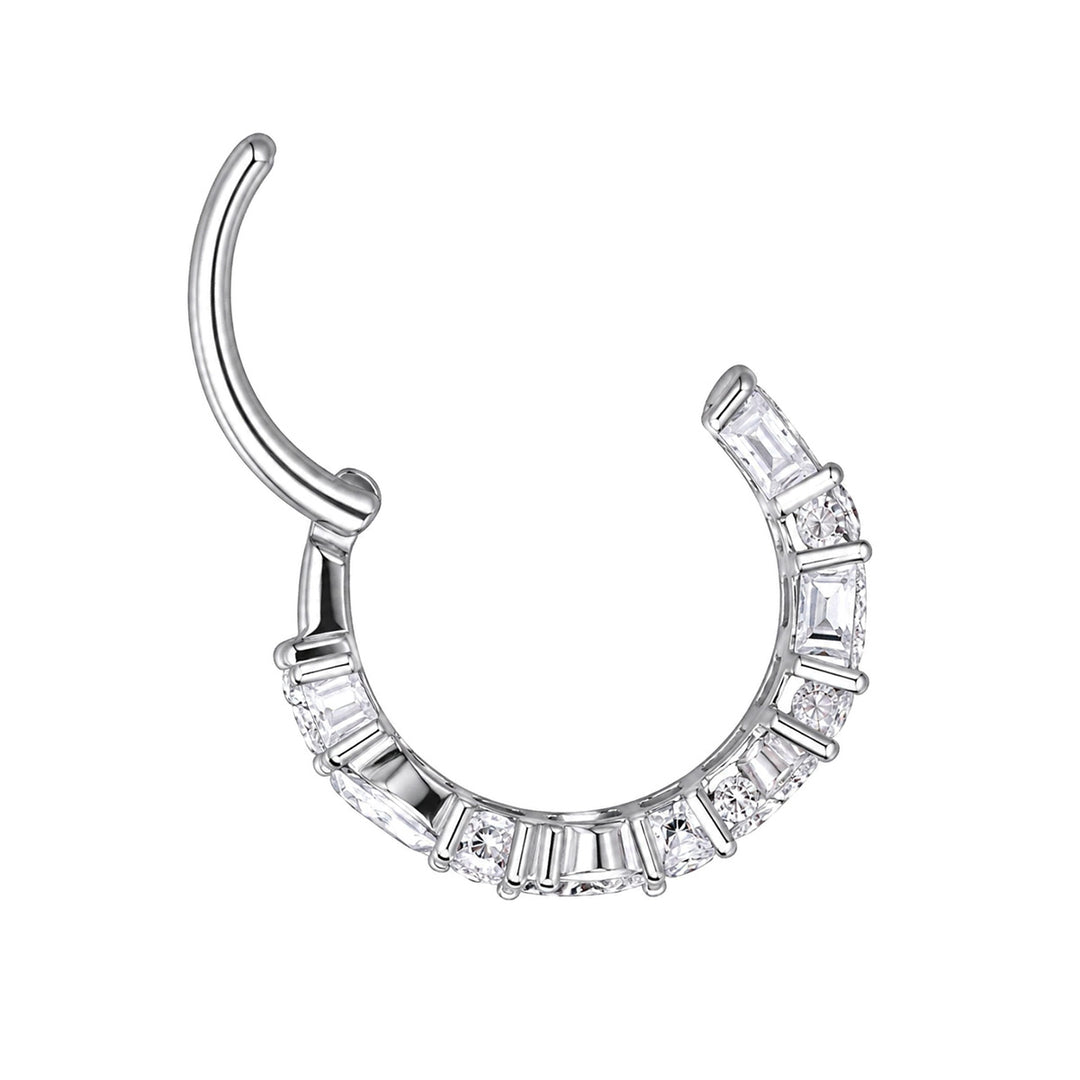 Zweireihiger Zirkonia-Clicker-Piercingring 1,2 mm (Titan G23)