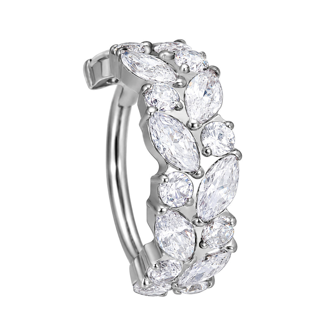 Zweireihiger Zirkonia-Clicker-Piercingring 1,2 mm (Titan G23)
