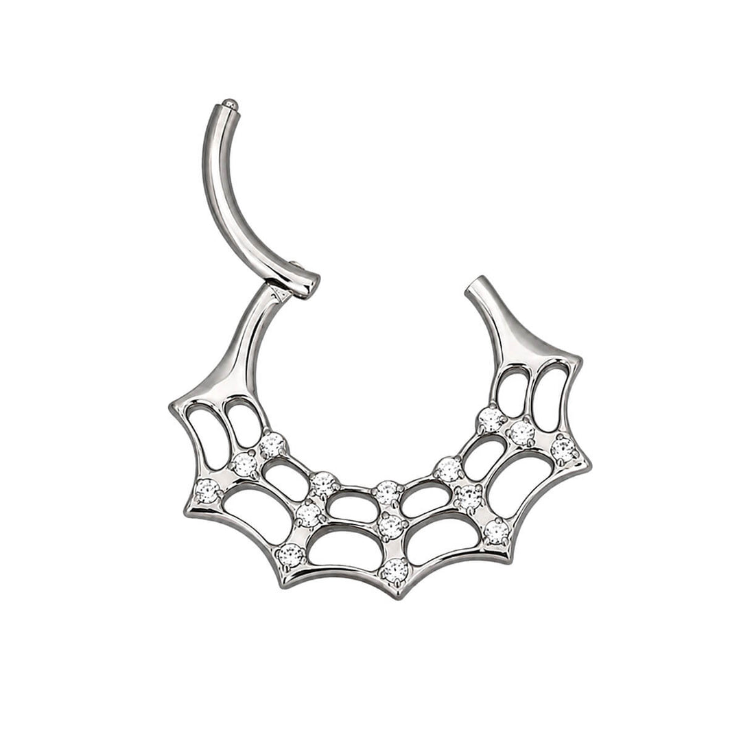 Zirkonia kivellinen hämähäkinseitti septumrengas clicker 1.2mm (Titaani G23)