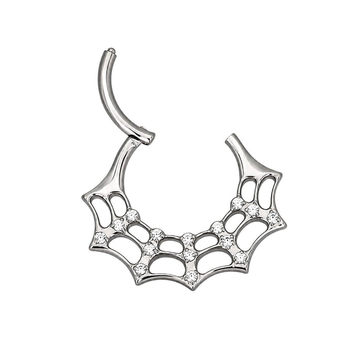 Zirkonia kivellinen hämähäkinseitti septumrengas clicker 1.2mm (Titaani G23)