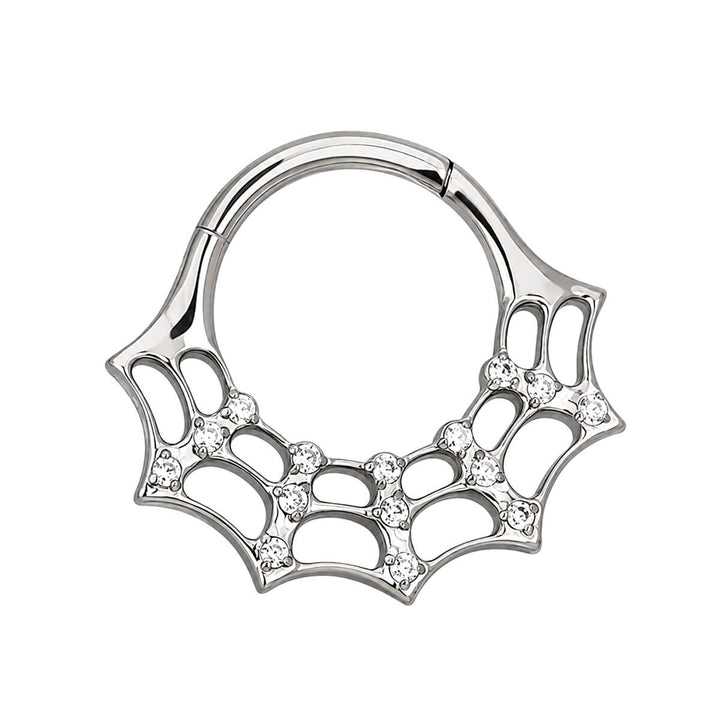 Zirkonia kivellinen hämähäkinseitti septumrengas clicker 1.2mm (Titaani G23)