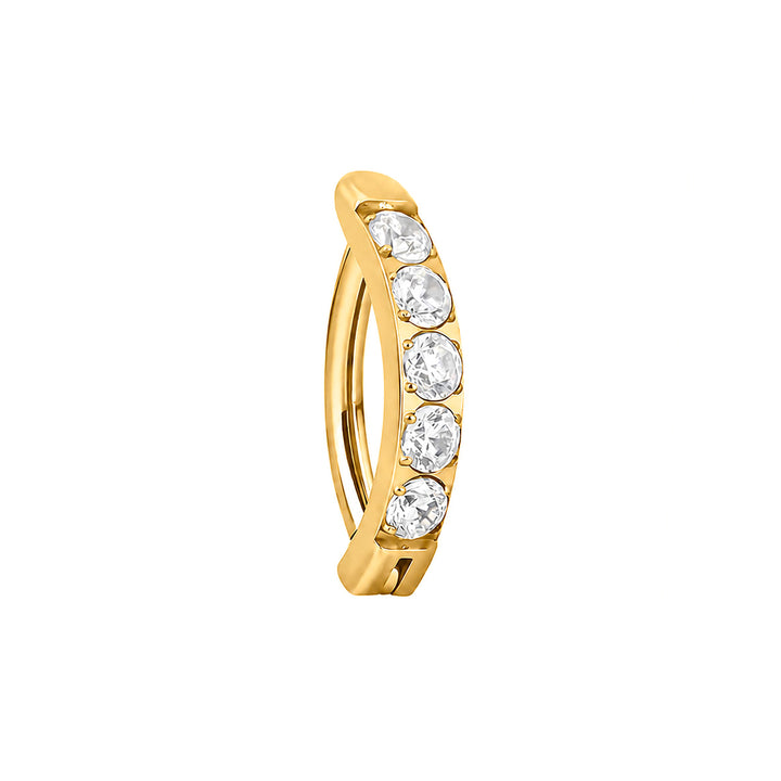 Goldfarbener gebogener Titan-Armreif mit Zirkoniasteinen 1,6 mm (PVD Titan G23)