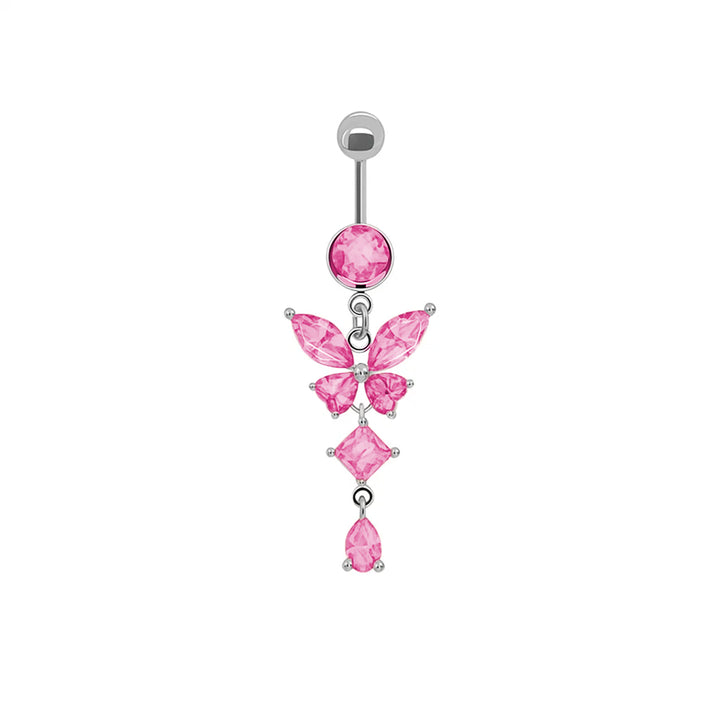 Hanging zirconia butterfly button earring (Steel 316L)