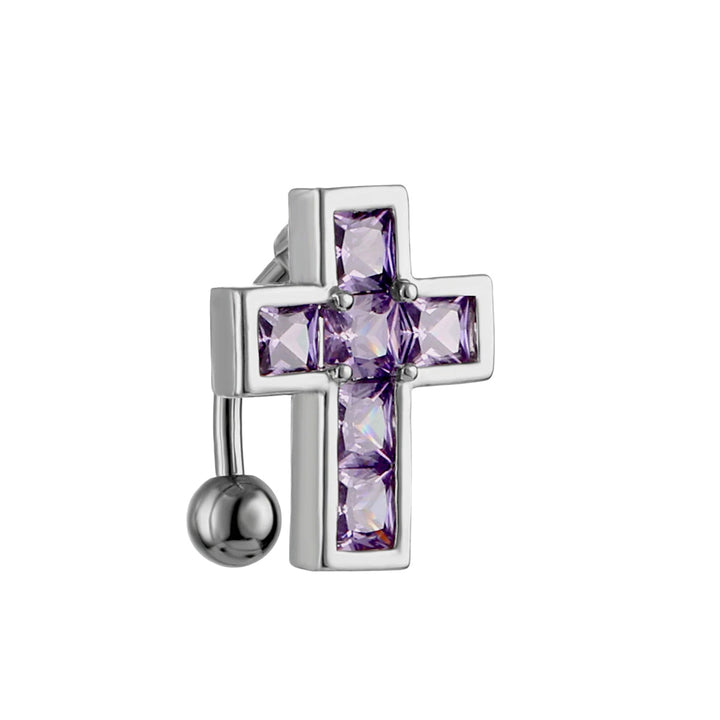 Zirkonia Kreuz Bauchnabelkette oben 1,6 mm (Stahl 316L)