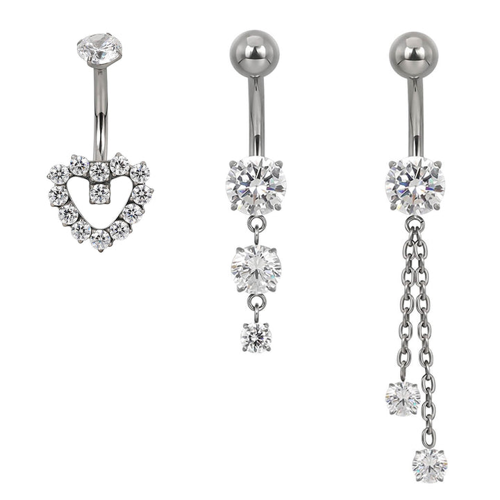 Titanörhängen med zirkonstenar, set om 3, 1,6 mm (Titan G23)
