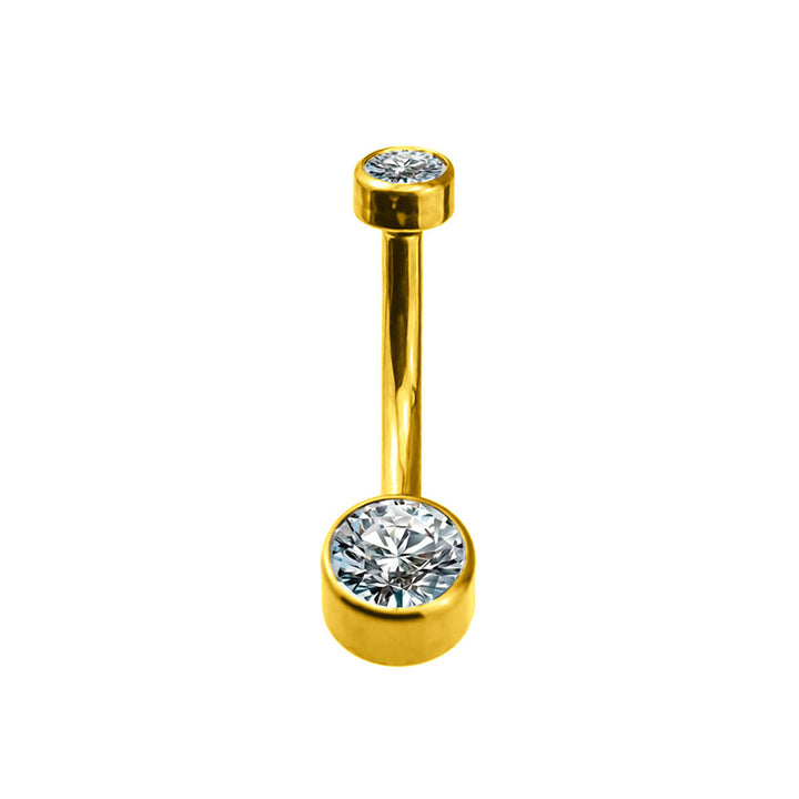 Vergoldeter Titan-Knopf-Ohrring mit Lünette 1,6 mm (PVD Titan G23)