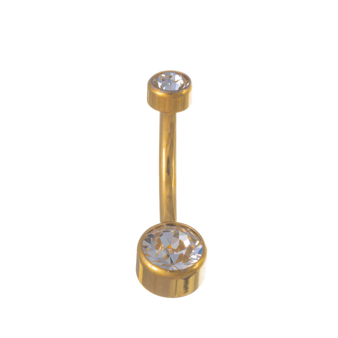 Vergoldeter Titan-Knopf-Ohrring mit Lünette 1,6 mm (PVD Titan G23)