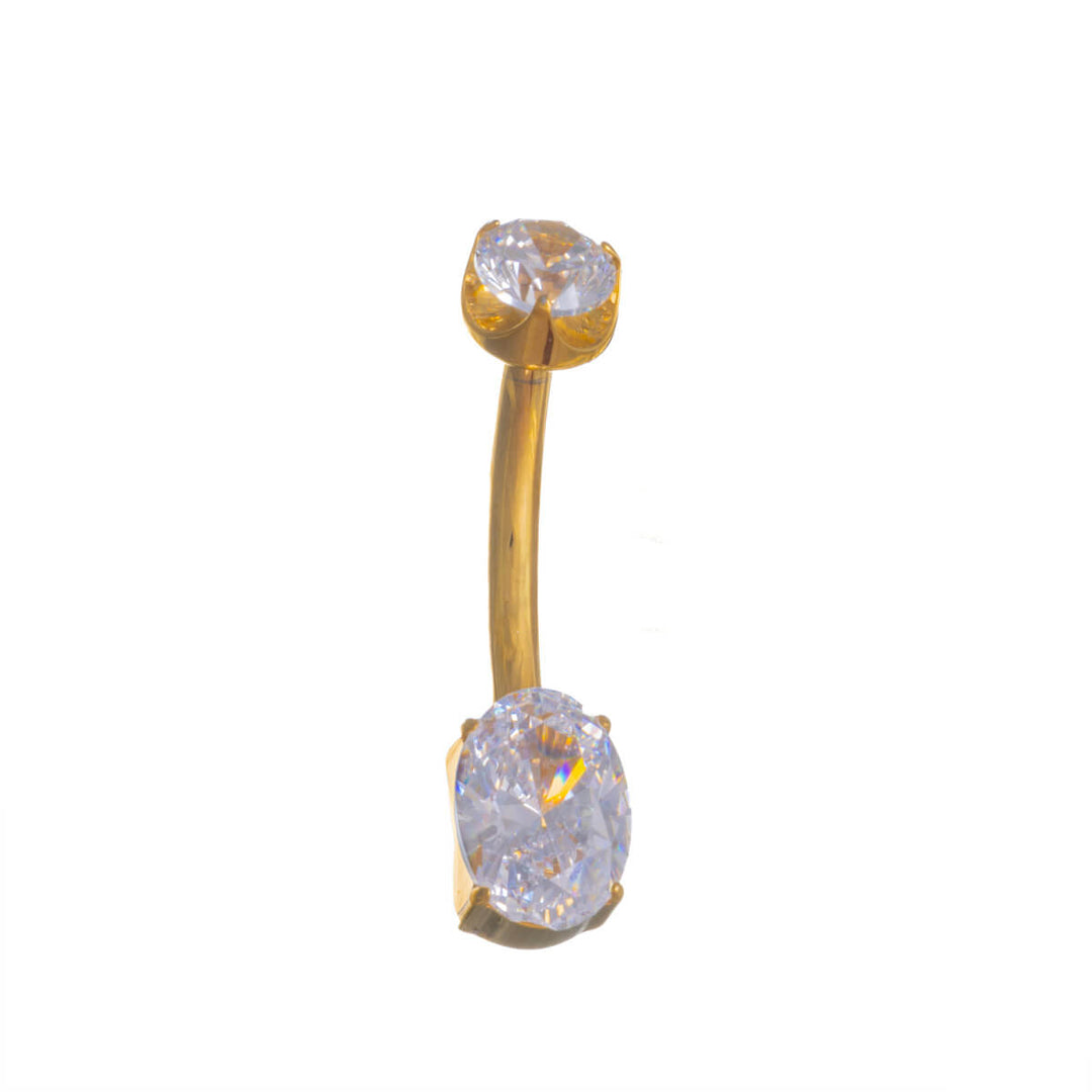 Guldtitan Oval Zirkonia knapphål (PVD-titan G23)