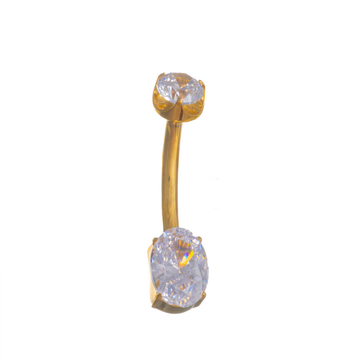 Guldtitan Oval Zirkonia knapphål (PVD-titan G23)