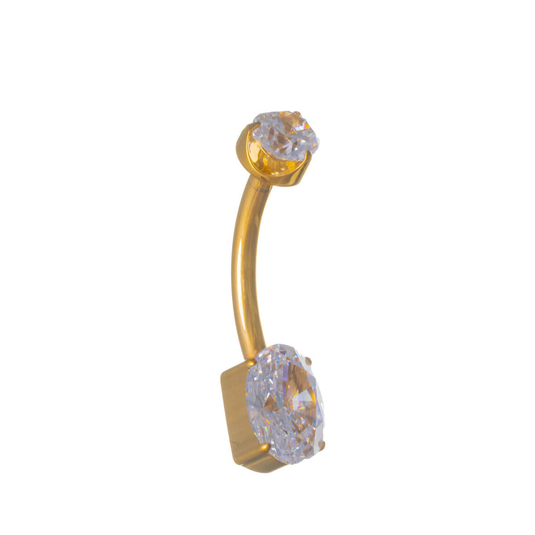 Guldtitan Oval Zirkonia knapphål (PVD-titan G23)