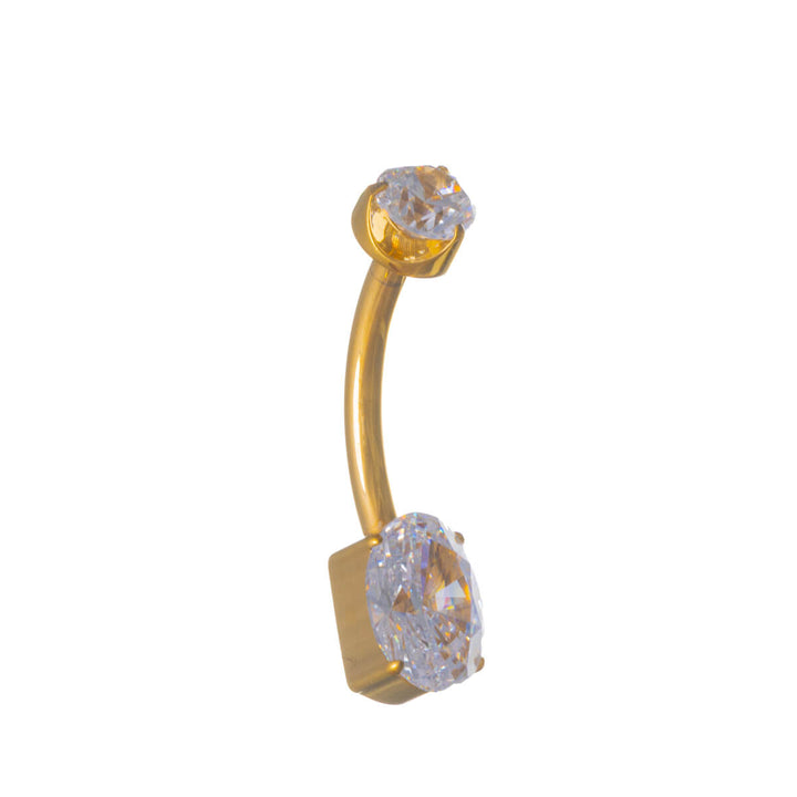 Guldtitan Oval Zirkonia knapphål (PVD-titan G23)