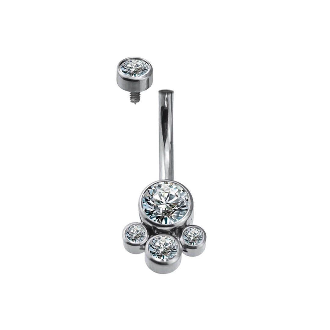 Titanium stud earring with 3 clear zirconia stones (G23 Titanium)