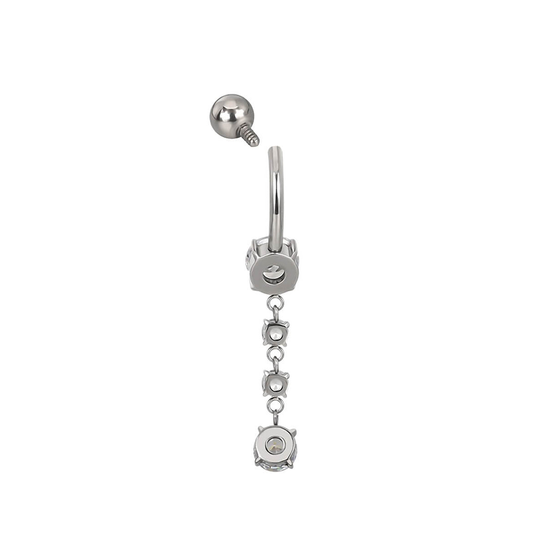 Titanium dangling pendant necklace with 4 zirconia stones (G23 Titanium)