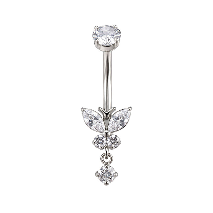 Titanium butterfly pendant with zirconia stones and a charm (G23 Titanium)