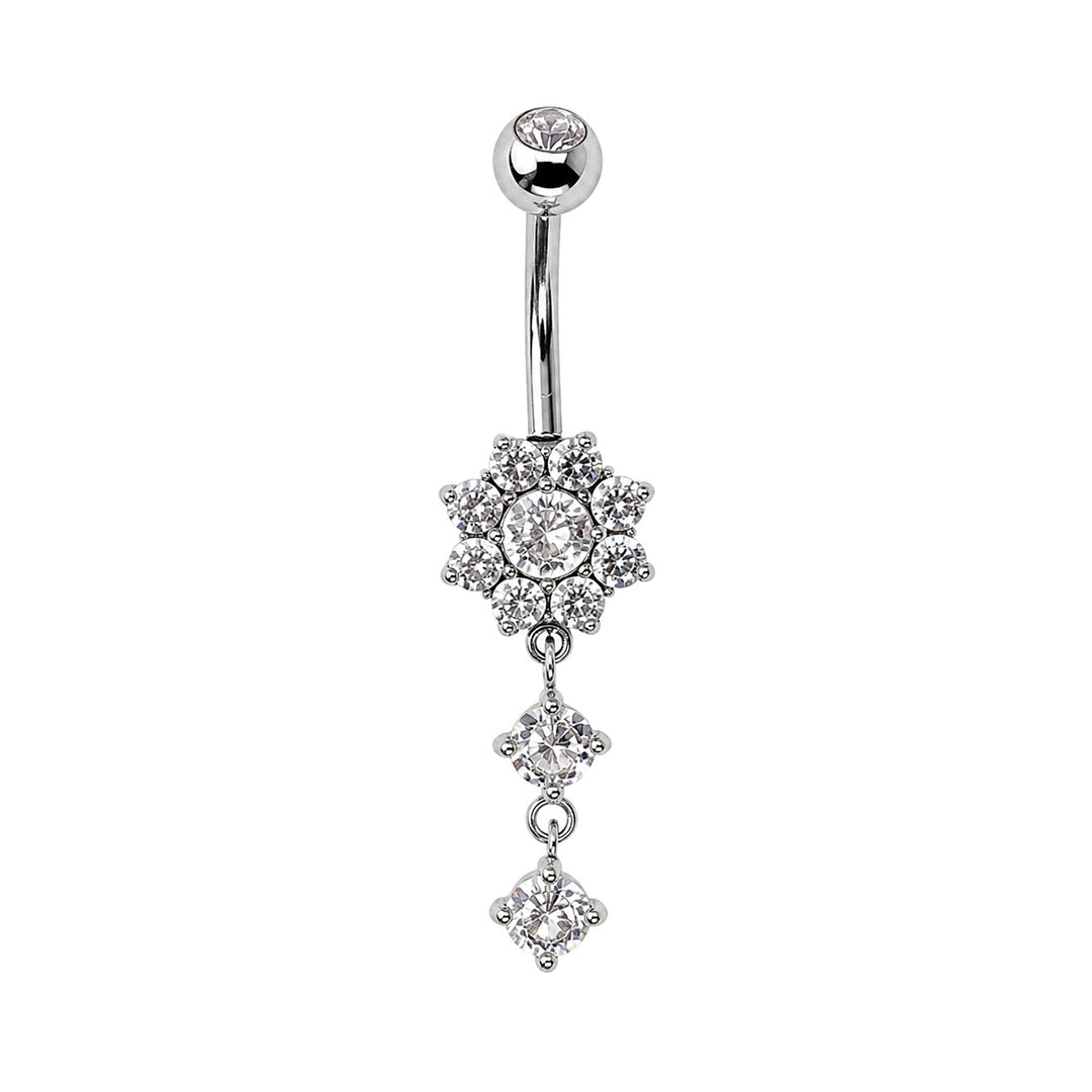Flower stud earring with zirconia (316L stainless steel)