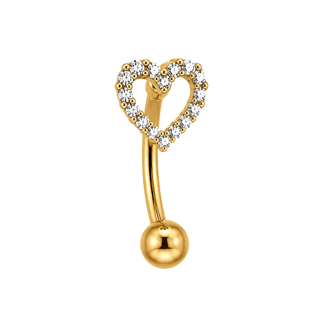 Gold-Plated Titanium Floating Bead Necklace with Zirconia Heart (PVD Titanium G23)