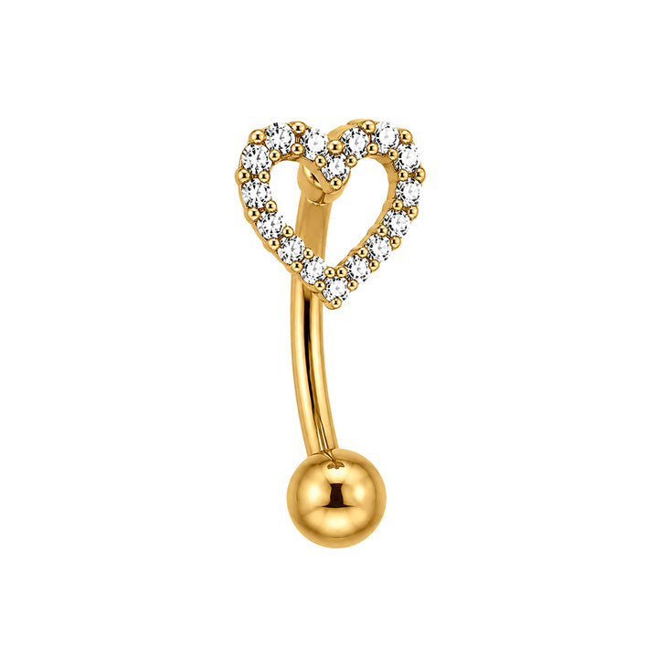 Gold-Plated Titanium Floating Bead Necklace with Zirconia Heart (PVD Titanium G23)