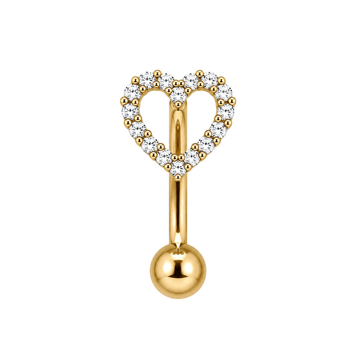 Gold-Plated Titanium Floating Bead Necklace with Zirconia Heart (PVD Titanium G23)