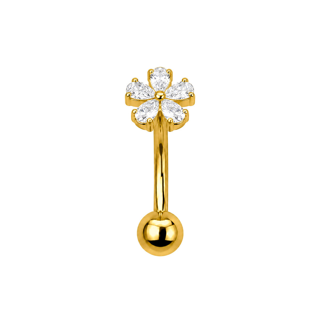 Guld- och titan-halsband med flytande lås och zirkonia-blomma (PVD-behandlat titan G23)