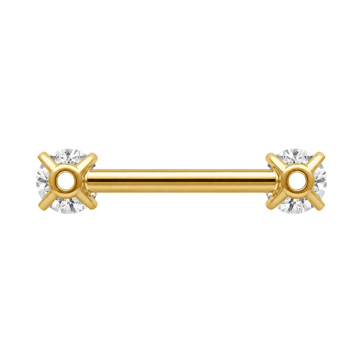 Goldener Nippelring mit Zirkonia-Steinen (PVD-beschichtetes Titan G23)