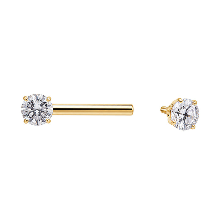 Goldener Nippelring mit Zirkonia-Steinen (PVD-beschichtetes Titan G23)