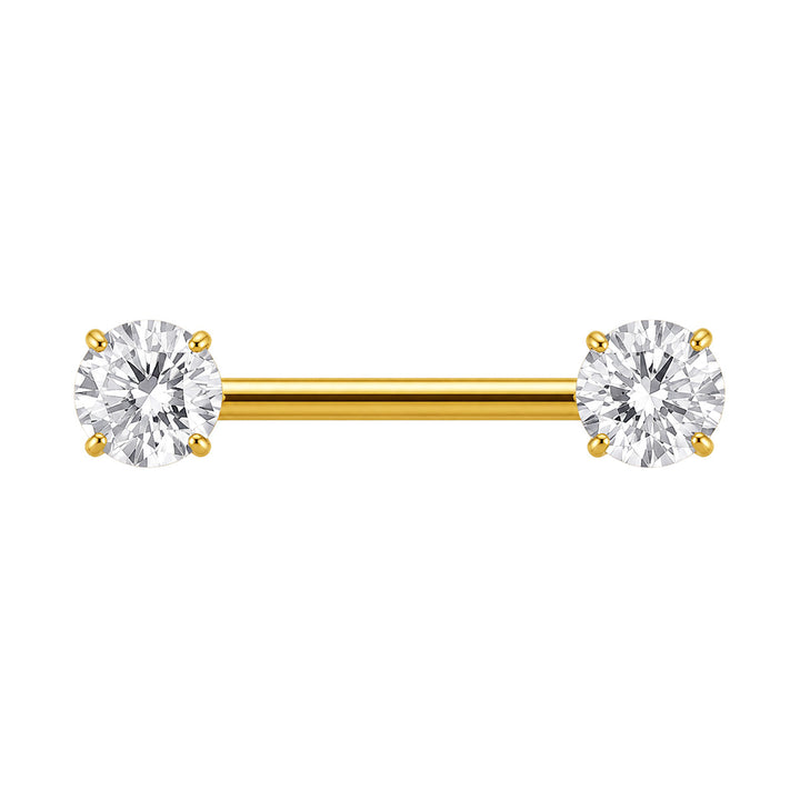 Goldener Nippelring mit Zirkonia-Steinen (PVD-beschichtetes Titan G23)
