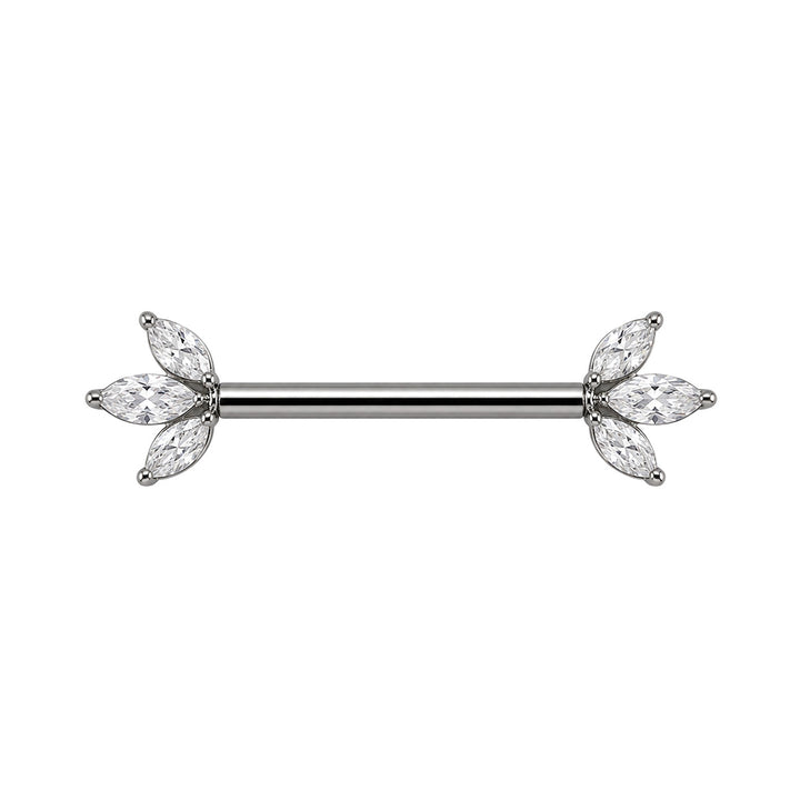Titan-Nippelpiercing mit 3 Marquise-Zirkonia-Steinen (Titan G23)
