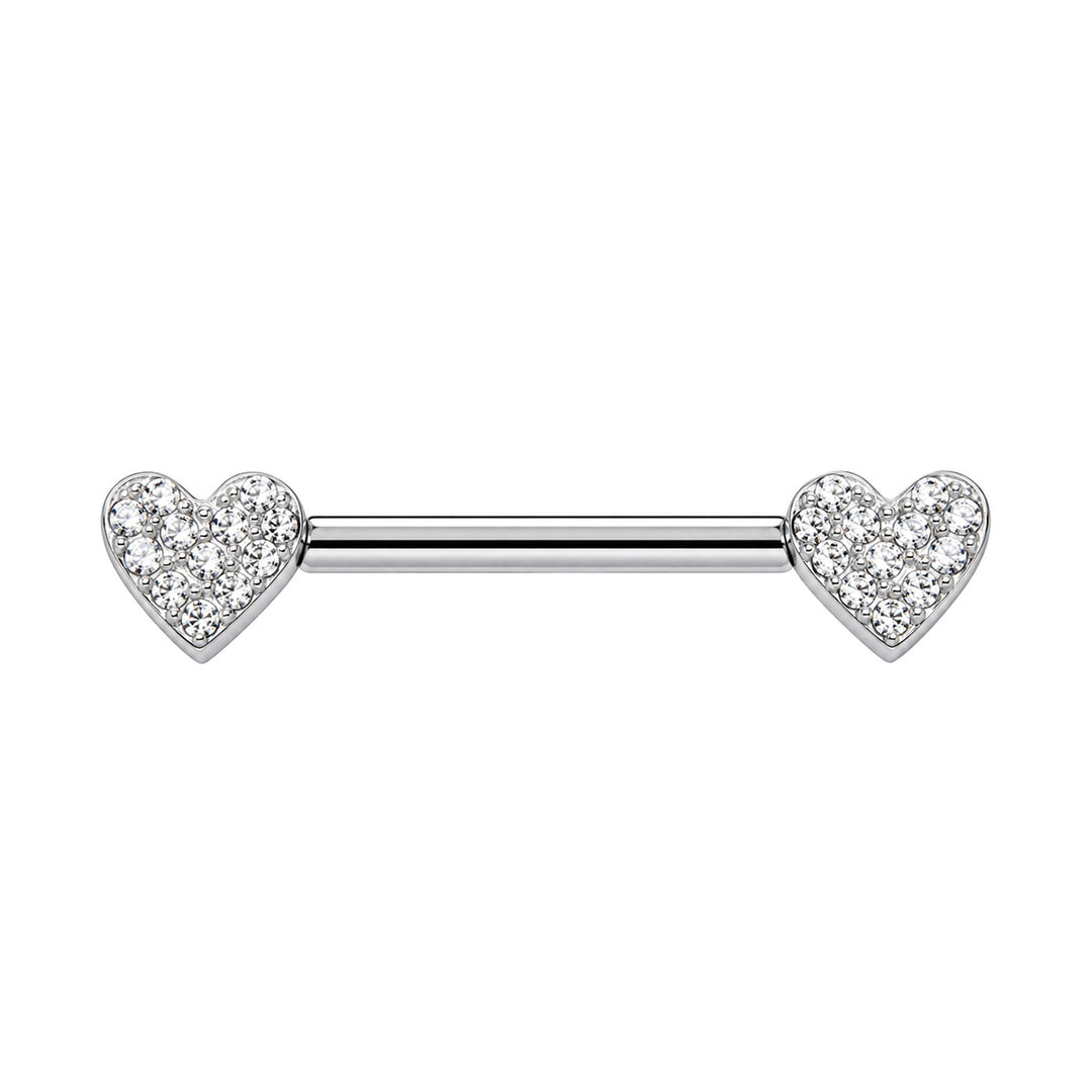 Herzförmiger Brustwarzenpiercing mit Zirkonia-Steinen (Titan G23)