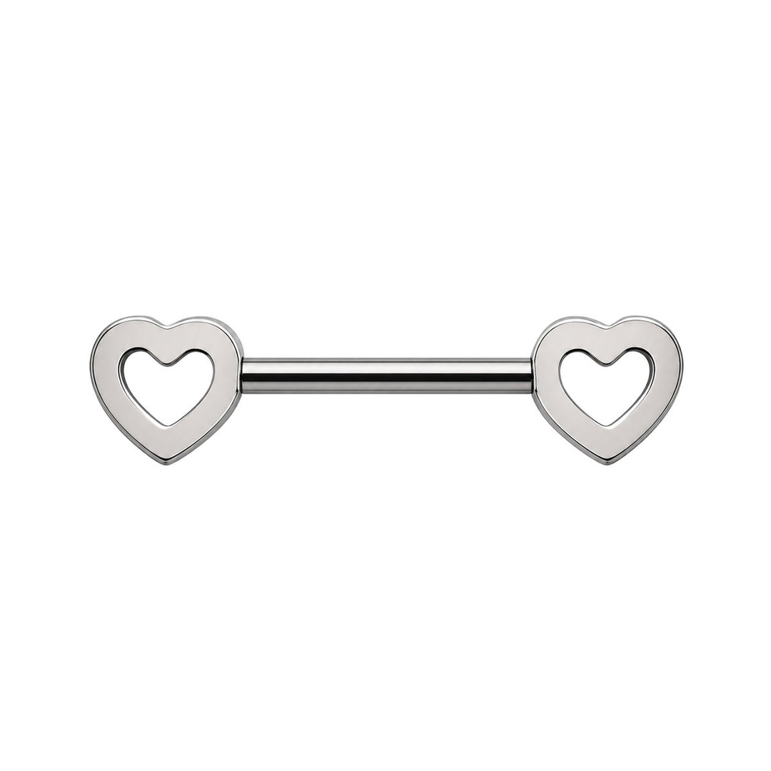 Herzförmiger Brustwarzenpiercing mit Zirkonia-Steinen (Titan G23)