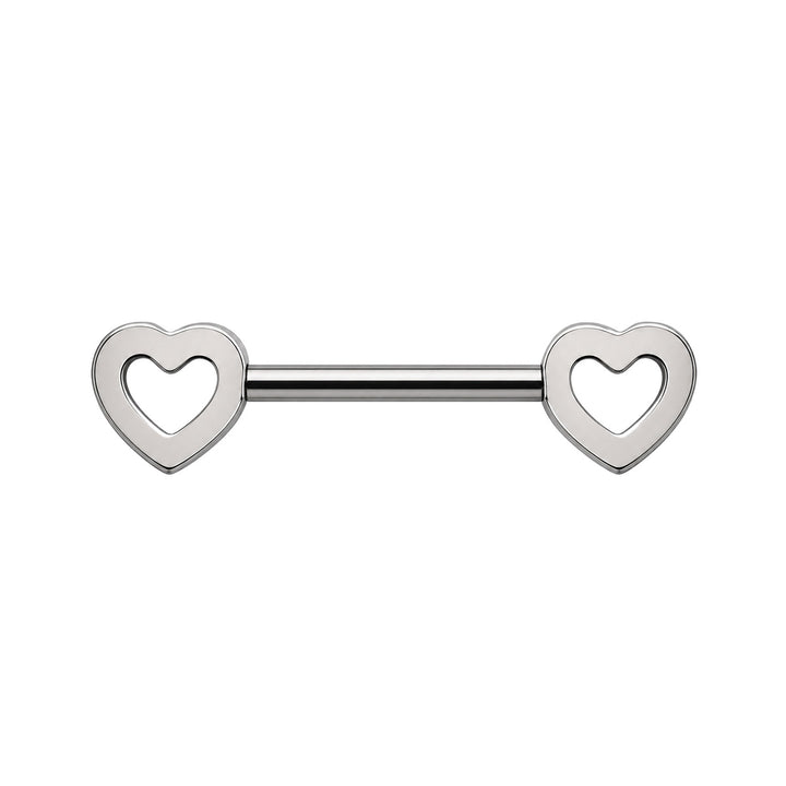 Herzförmiger Brustwarzenpiercing mit Zirkonia-Steinen (Titan G23)