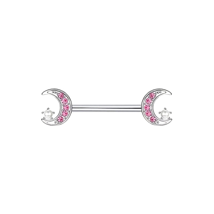 Pearl decorated moon nipple bracelet 1.6mm (Steel 316L)