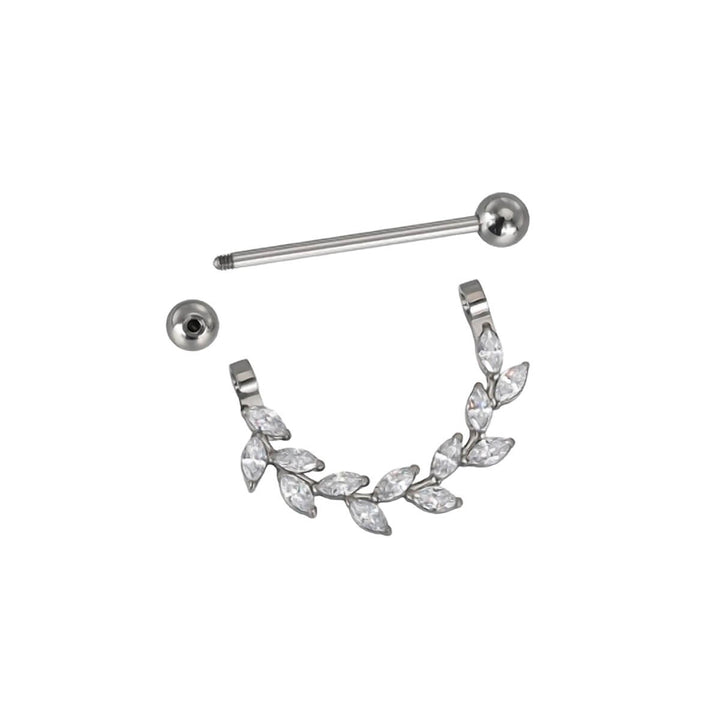 Brustwarze Armband Barbell Zirkonia mit Rankenbogen (Titanium G23)