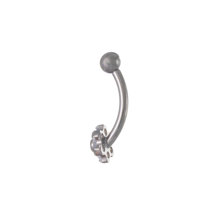 Titan bananörhänge med zirkonia blomma böjd stift 1,2mm (Titan G23)