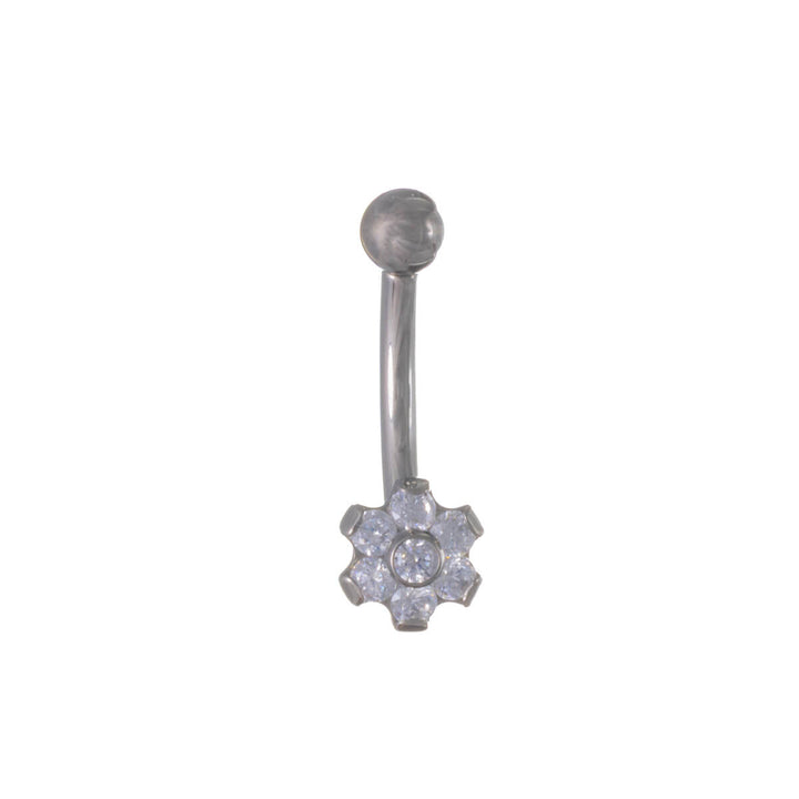 Titan bananörhänge med zirkonia blomma böjd stift 1,2mm (Titan G23)