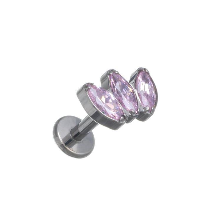 Titanium bracelet with 3 marquise zirconia labret 1.2mm (Titanium G23)