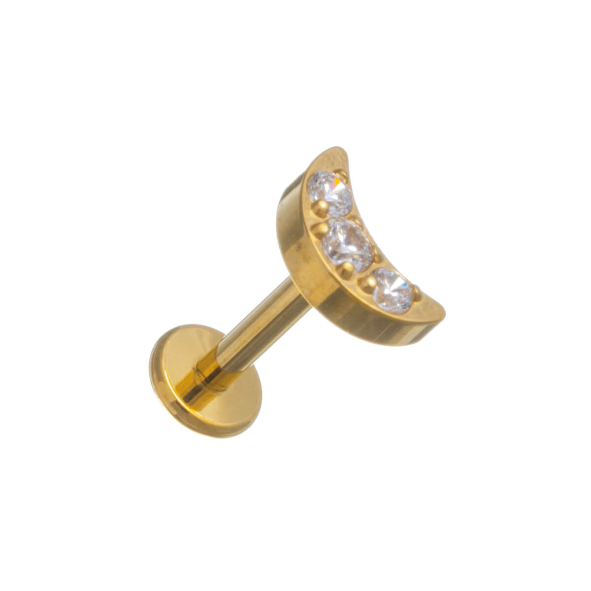 Titaani rustokoru kultainen kuu zirkonia labret 1.2mm (PVD Titaani G23)