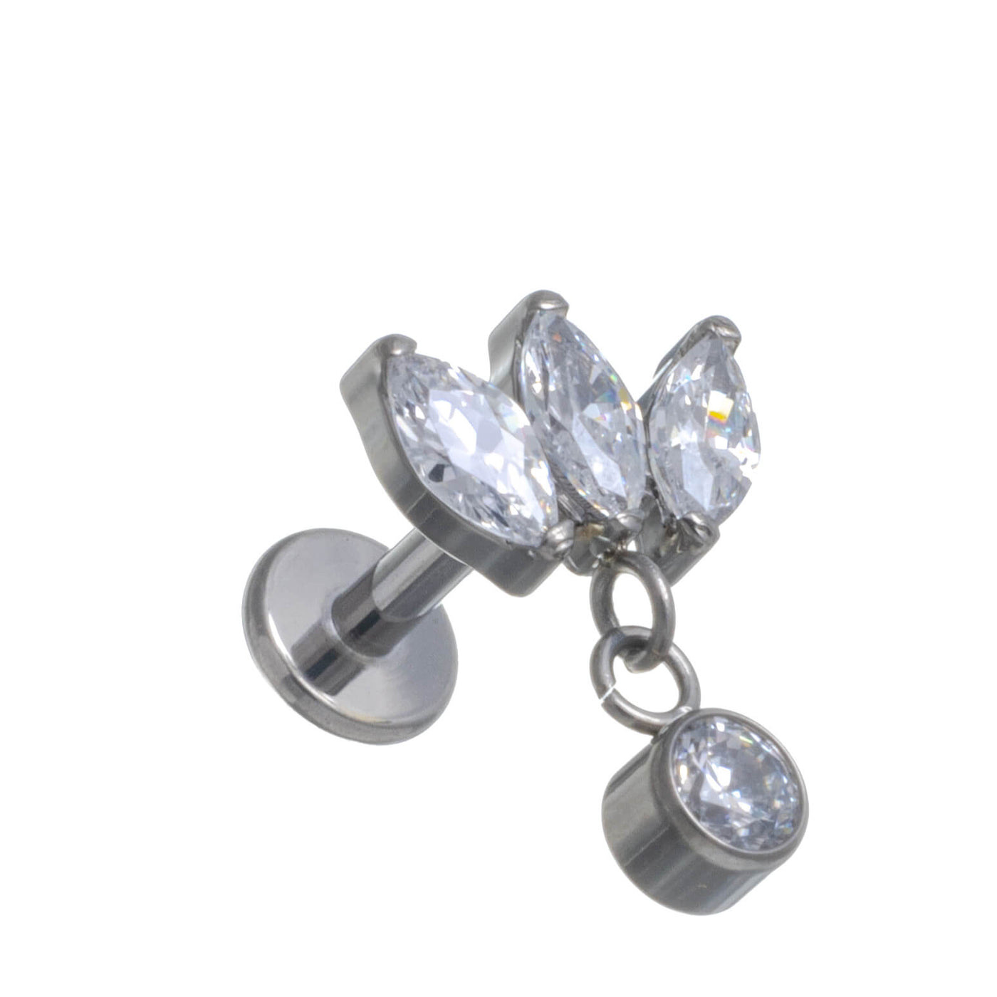 Awning with zirconia rusticated labret CZ pendant 1.2mm (Titanium G23)