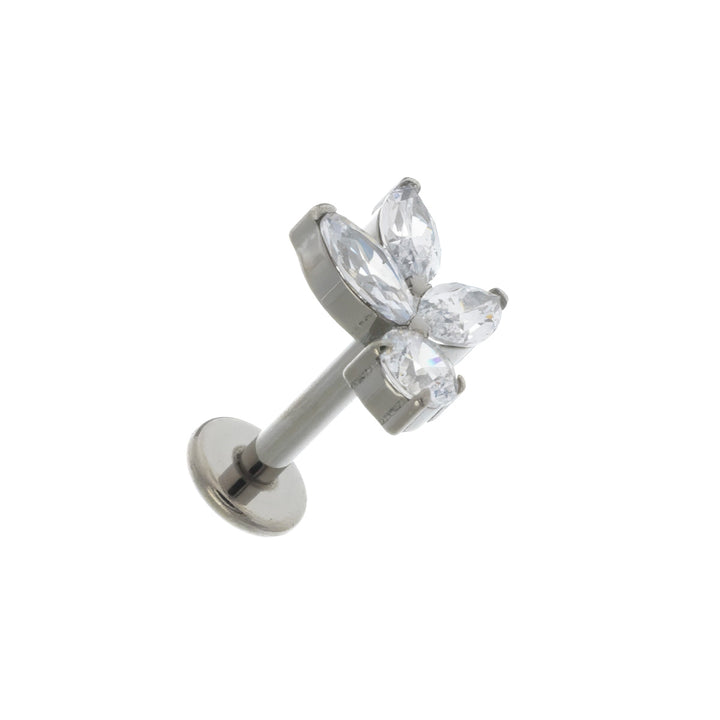 Titanarmband mit marquise Zirkoniasteinen Labret 1.2mm (Titan G23)