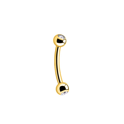 Curved pin with glass stones 1.2mm (Steel 316L)