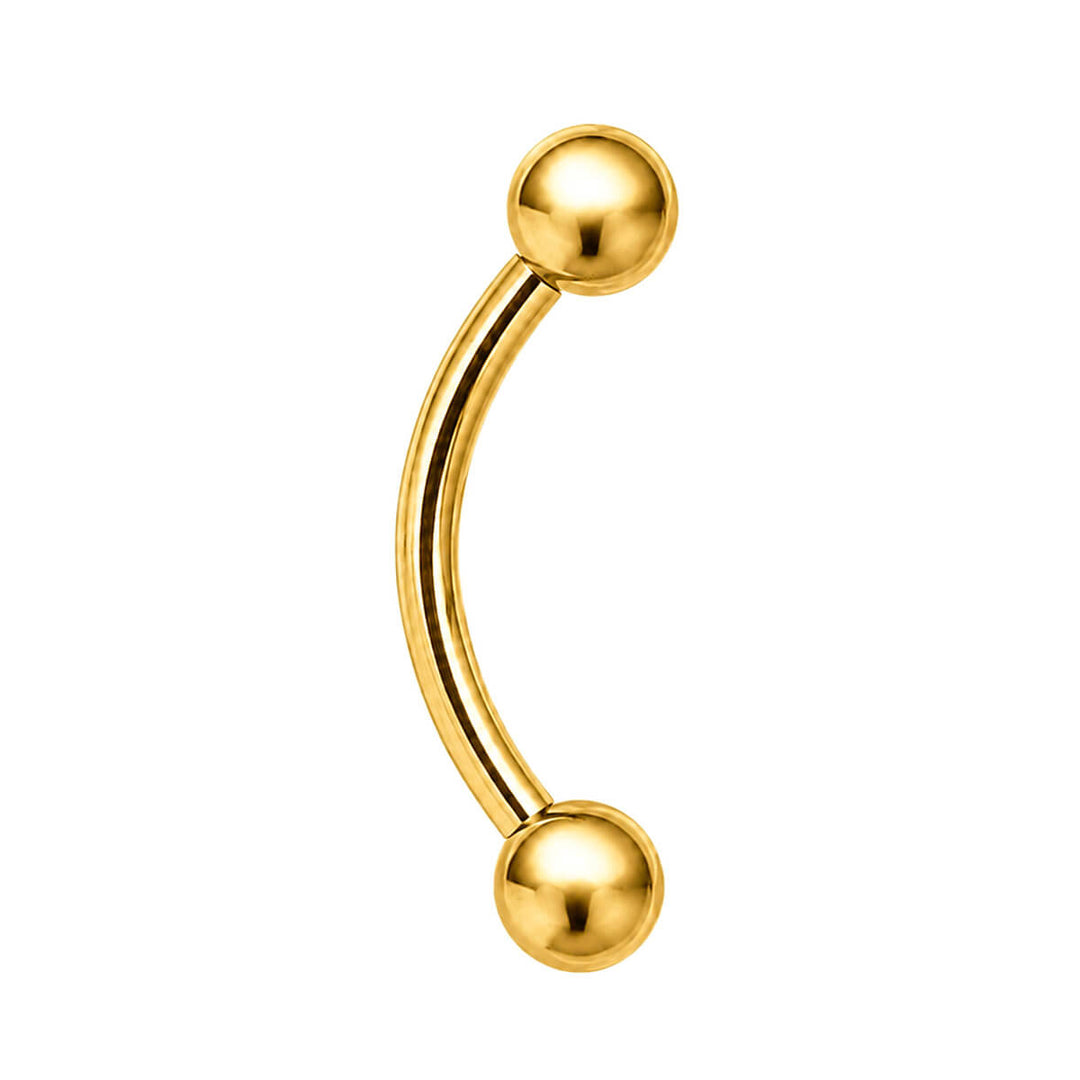 Goldfarbener Titan-Ohrstecker, gebogen, mit Kugeln, 1,2 mm (PVD-beschichtetes Titan G23)