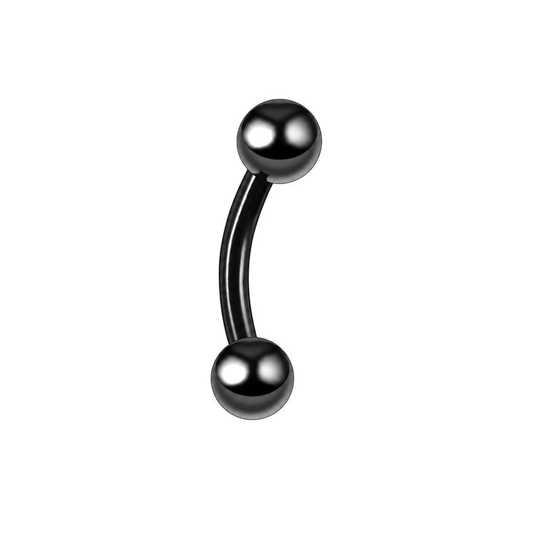Schwarzer Titan-Ohrstecker, gebogen, mit Kugeln, 1,2 mm (PVD-beschichtetes Titan G23)